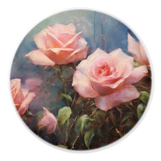  Blush Roses schilderij Keramische Knop (Voorkant)