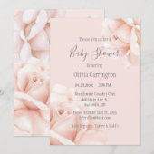 Blush Roses Script Baby shower Kaart (Voorkant / Achterkant)