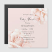 Blush Roses Script Baby shower Magnetische Uitnodiging (Voorkant / Achterkant)