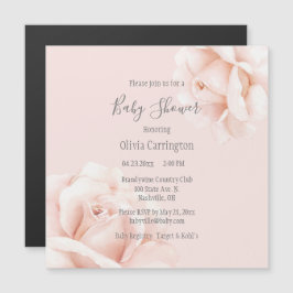 Blush Roses Script Baby shower Magnetische Uitnodiging