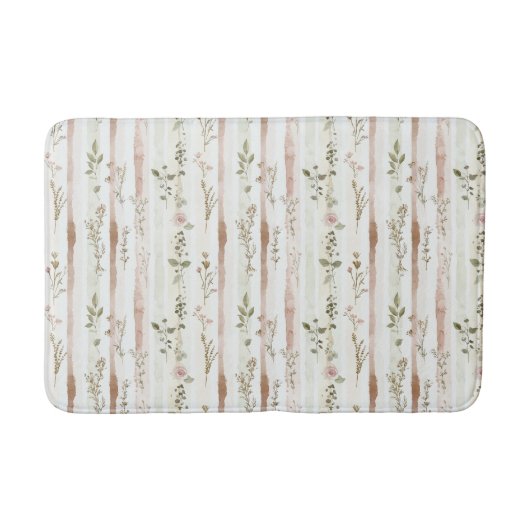 Blush Roses Stripes Floral Badmat (Voorkant)