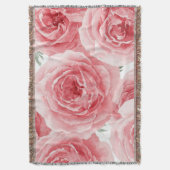 Blush Roses Watercolor Floral Pink Petal Pattern Deken (Voorkant Verticaal)