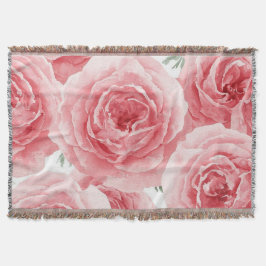 Blush Roses Watercolor Floral Pink Petal Pattern Deken