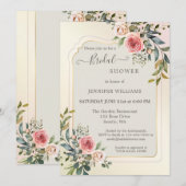 Blush Roses Waterverf Vrijgezellenfeest Invitati Kaart (Voorkant / Achterkant)