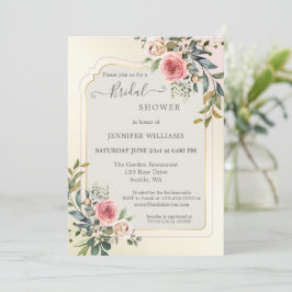 Blush Roses Waterverf Vrijgezellenfeest Invitati Kaart