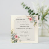 Blush Roses Waterverf Weddenschap Kaart (Staand voorkant)