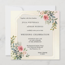 Blush Roses Waterverf Weddenschap Kaart