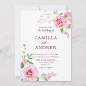 Blush Roses Wedding Kaart (Voorkant)