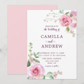 Blush Roses Wedding Kaart (Voorkant / Achterkant)