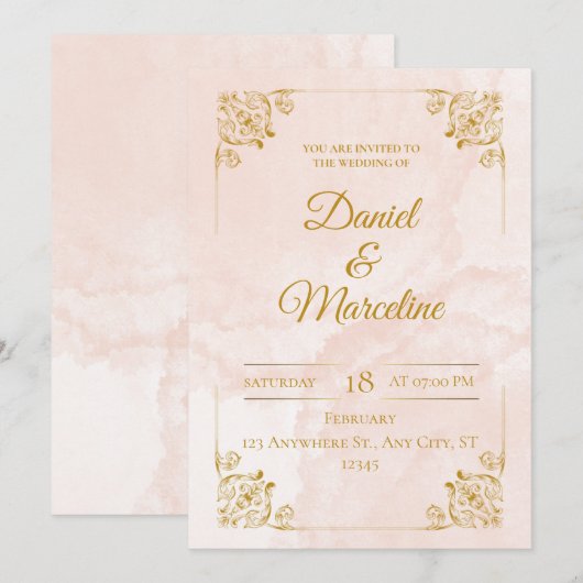 Blush Royale: een uitnodiging voor een bruiloft (Voorkant / Achterkant)