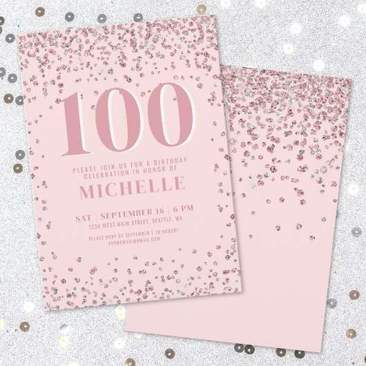 Blush Roze 100ste Verjaardag Kaart