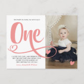 Blush roze 1e verjaardag Dank je Briefkaart (Voorkant)