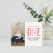 Blush roze 1e verjaardag Dank u Briefkaart (Staand voorkant)