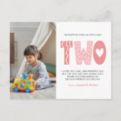 Blush Roze 2e Verjaardag Dank u Briefkaart (Voorkant)