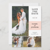 Blush Roze 3-foto Galerij Bruiloft Save The Date (Voorkant)