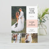Blush Roze 3-foto Galerij Bruiloft Save The Date (Staand voorkant)