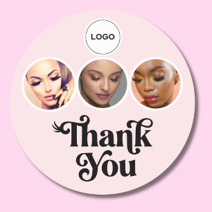 Blush Roze 3 Foto Wimper Tech Logo Bedankt Ronde Sticker