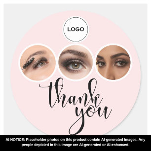 Blush Roze 3 Foto Wimpers Wenkbrauwen Logo Bedankt Ronde Sticker