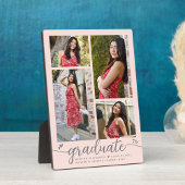 Blush Roze 4 Foto Afstuderen Moderne Script Hoorte Fotoplaat