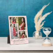 Blush Roze 4 Foto Afstuderen Moderne Script Hoorte Fotoplaat (Zijkant)