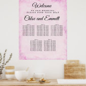 Blush Roze 5-Table Wedding Seating Char Poster (Keuken)