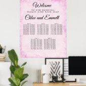Blush Roze 5-Table Wedding Seating Char Poster (Thuiskantoor)