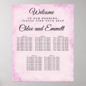 Blush Roze 5-Table Wedding Seating Char Poster (Voorkant)