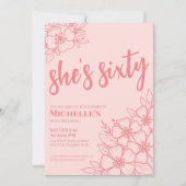 Blush Roze 60ste Verjaardagsfeest Kaart (Voorkant)