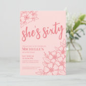 Blush Roze 60ste Verjaardagsfeest Kaart (Staand voorkant)