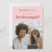 Blush roze 70s Bridesmaid-voorstel van het Manuscr Aankondiging (Voorkant)
