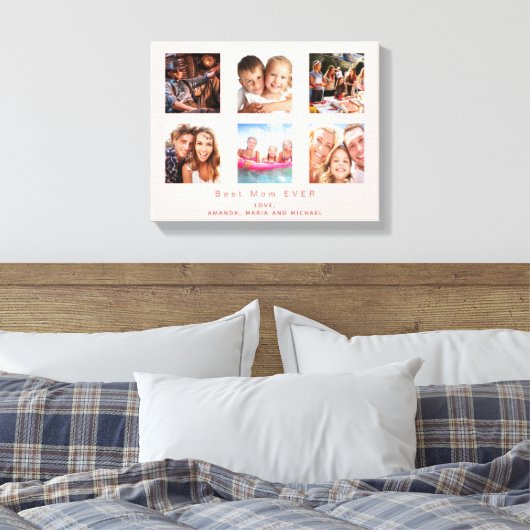 Blush roze Aangepast fotogezin collage Canvas Afdruk (Insitu (Slaapkamer))
