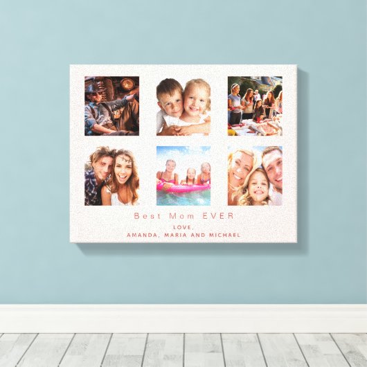 Blush roze Aangepast fotogezin collage Canvas Afdruk (Insitu (Houten vloer))