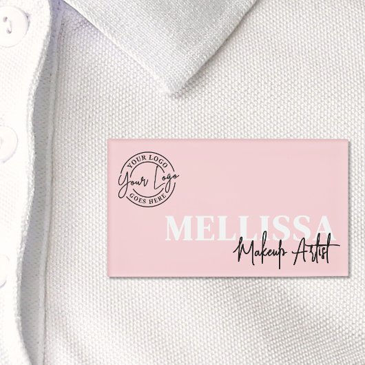 Blush Roze Aangepast Logo Naambadge
