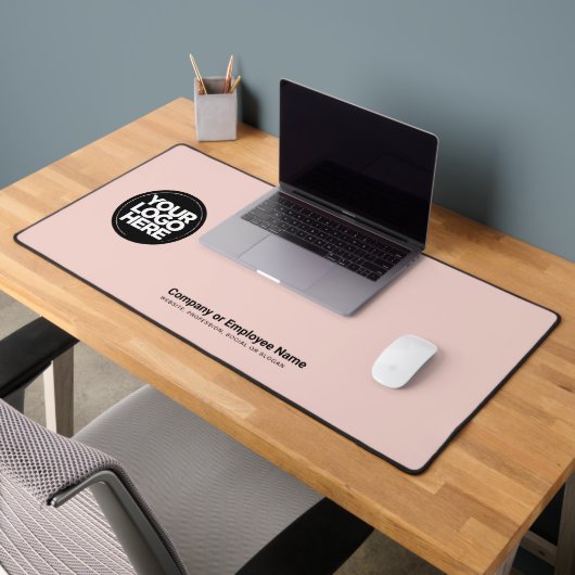 Blush Roze | Aangepast Zakelijk Logo Naam, Slogan Bureaumat (Kantoor 2)