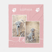 Blush roze aangepaste foto met naam- en liefdestek fleece deken (Voorkant)