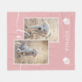 Blush roze aangepaste foto met naam- en liefdestek fleece deken (Voorkant (Horizontaal))