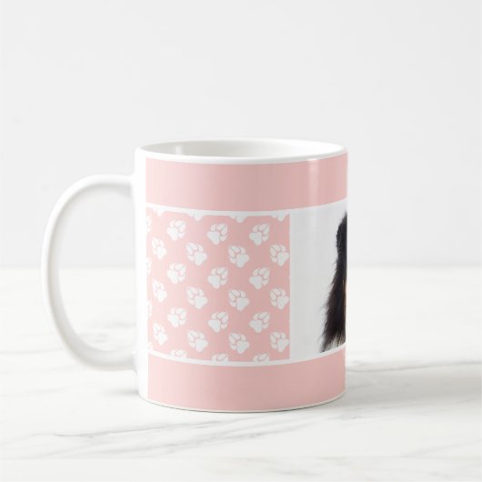 Blush roze aangepaste foto met witte paden en naam koffiemok (Links)