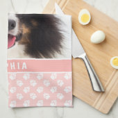 Blush roze aangepaste foto met witte paden en naam theedoek (Quarter Fold)