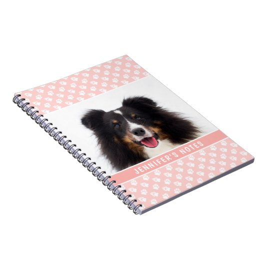 Blush roze aangepaste foto met witte paden en teks notitieboek (Rechterzijde)