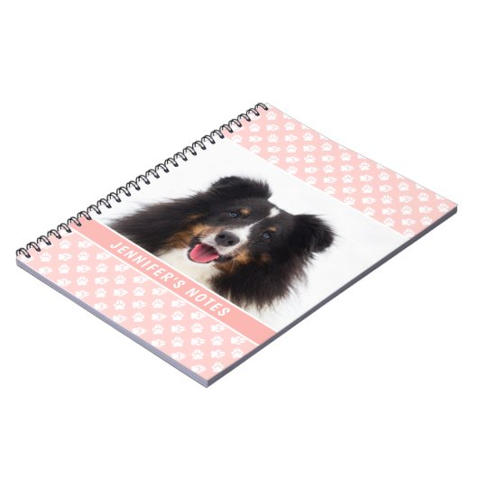 Blush roze aangepaste foto met witte paden en teks notitieboek (Linkerzijde)