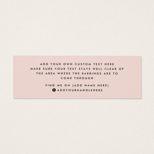 Blush roze aangepaste logo stud oorkaart mini visitekaartjes (Achterkant)