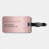 Blush roze aangepaste monogram naam script bagagelabel (Achterkant horizontaal)