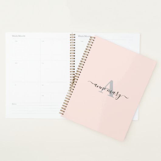 Blush Roze Aangepaste Naam Monogram Gift Favor Gir Planner (Display)