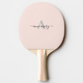 Blush Roze Aangepaste Naam Monogram Gift Favor Gir Tafeltennisbatje (Achterkant)