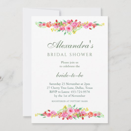 Blush roze aardbeien en pioen Vrijgezellenfeest Kaart (Voorkant)