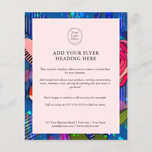 Blush roze abstract modern bloemig flyer (Achterkant)