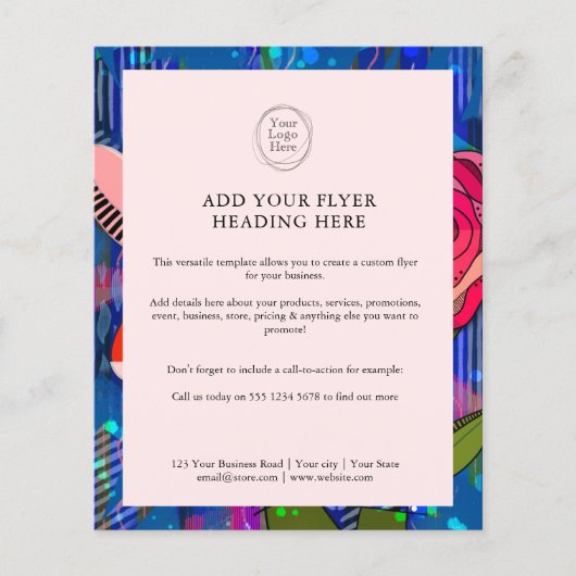 Blush roze abstract modern bloemig flyer (Voorkant)