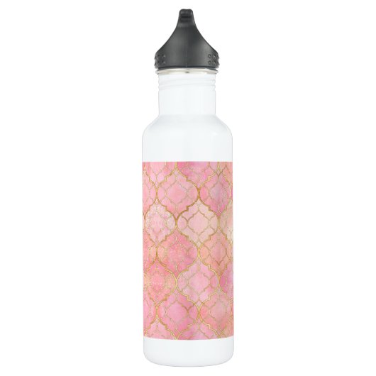 Blush Roze Abstract Pattern Waterfles (Rechts)