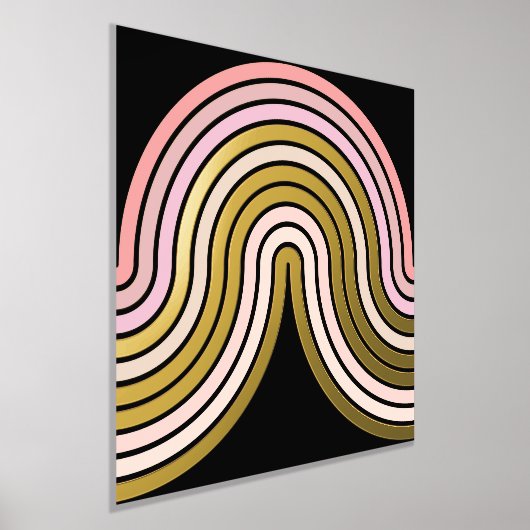 Blush roze Abstracte golflengte Kunstpatroongoud Folie Afdrukken (Laagn)