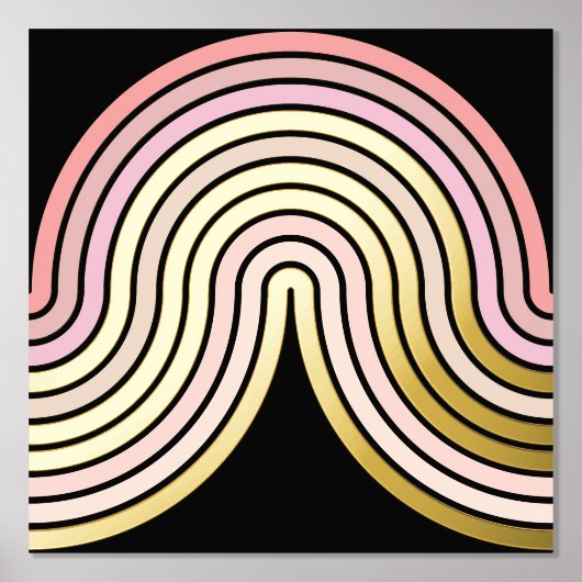 Blush roze Abstracte golflengte Kunstpatroongoud Folie Afdrukken (Voorkant)